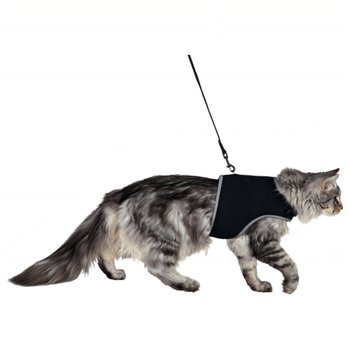 Szelki dla dużego kota ze smyczą TRIXIE, czarne, 1,2 m, rozmiar M, 24-42 cm, 1,2 m - Trixie