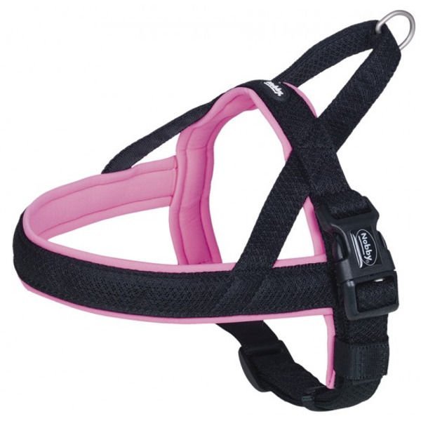 Szelki dla psa NOBBY Mesh Preno, czarnoróżowe, rozmiar XL, 62cm/75