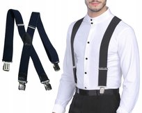 SZELKI do spodni MĘSKIE szerokie podwójne eleganckie czarne MOCNE Reverse