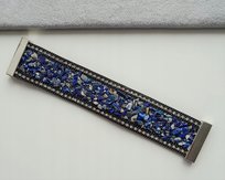 Szeroka Bransoletka Niebieskie Kamienie Stal 3,5Cm Inna marka