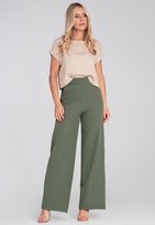 Szerokie spodnie damskie garniturowe | Zielone spodnie M1197 r. S/M FIGL
