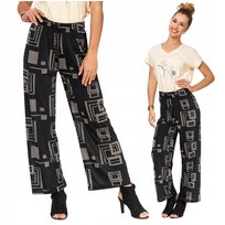 Szerokie Spodnie Damskie Kuloty Wysoki Stan Moraj r. S/M