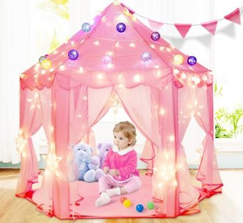 Sześciokątny namiot dla dzieci do domu / ogrodu – różowy - Hedo