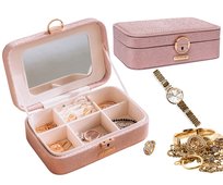 Szkatułka na biżuterię elegancki kuferek na pierścionki prezent Peterson różowe złoto
