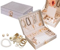 Szkatułka na biżuterię Peterson zegarki pierścionki kuferek elegancki srebrny