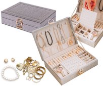 Szkatułka na biżuterię pierścionki zegarki elegancki kuferek Peterson srebrny