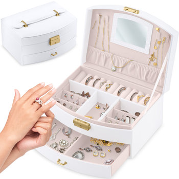 Szkatułka na biżuterię, pudełko kuferek organizer biały Massido - Massido
