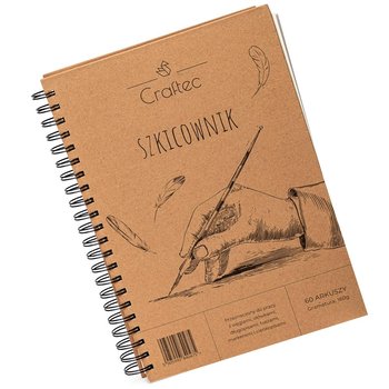 Szkicownik blok A4 do markerów akwareli ołówków na spirali 60 arkuszy 160g w twardej oprawie - Craftec