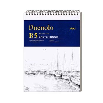 Szkicownik blok gładki na spirali Deli Finenolo B5 40 kartek 100 g/m2 - DELI