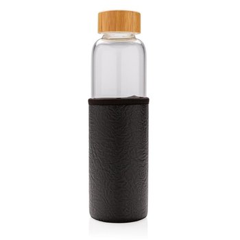 Szklana butelka sportowa 550 ml w pokrowcu UPOMINKARNIA Czarna - czarny - UPOMINKARNIA