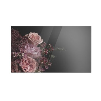 Szklana deska kuchenna HOMEPRINT Bukiet róż na czarnym tle 60x52 cm - HOMEPRINT