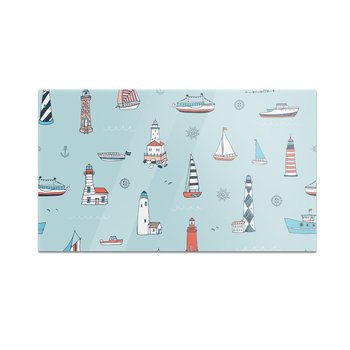 Szklana deska kuchenna HOMEPRINT Latarnie morskie i łódki 60x52 cm - HOMEPRINT