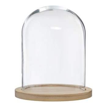 Szklana kopuła, Ø 24 cm, na drewnianej podstawie - Atmosphera