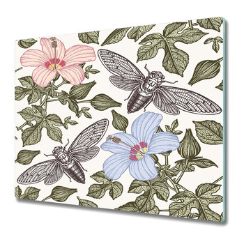 Szklana Osłona na Blat Kuchenny 60x52 cm - Motyle wśród kwiatów - Coloray