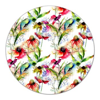 Szklana podkładka ozdobna Kolorowane kwiaty fi40, Coloray - Coloray