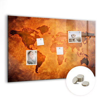 Szklana Tablica Magnetyczna - Duża mapa świat - 90x60 cm - Coloray