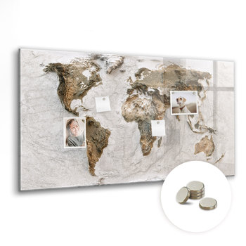Szklana Tablica z Magnesami i do Pisania - 120x60 cm, Stara mapa świata - Coloray