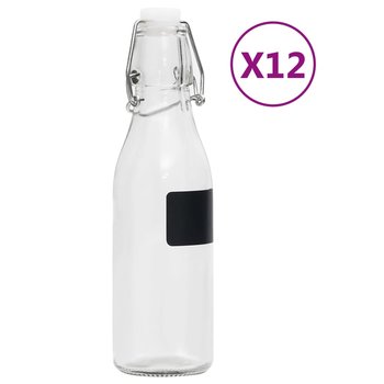 Szklane butelki okrągłe z zamknięciem pałąkowym, 12 szt, 250 ml - vidaXL