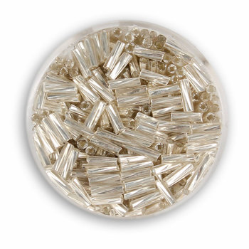 Szklane patyczki, srebrne, 6 mm, 15 g