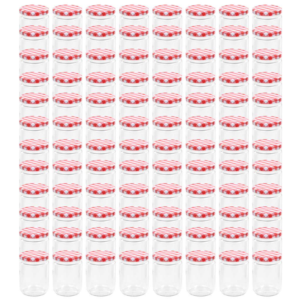 Фото - Кухонні ємності Szklane słoiki na dżem 230ml x96 z biało-czerwoną