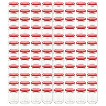 Szklane słoiki na dżem VidaXL, 96 szt., 230 ml, czerwone pokrywki - vidaXL