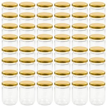 Szklane słoiki na dżem, złote pokrywki, 48 szt., 230 ml - vidaXL