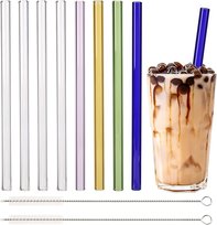 Szklane Słomki Bubble Tea 8 szt. 12 mm + Szczoteczki