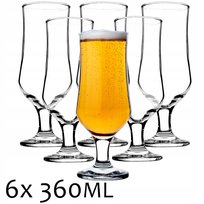 Szklanka Do Piwa, Kufel Szkło Bezbarwne 360ml 6szt