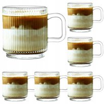Szklanki kubki z uchem do kawy herbaty LUXITO STRIPS 360ml komplet 6szt