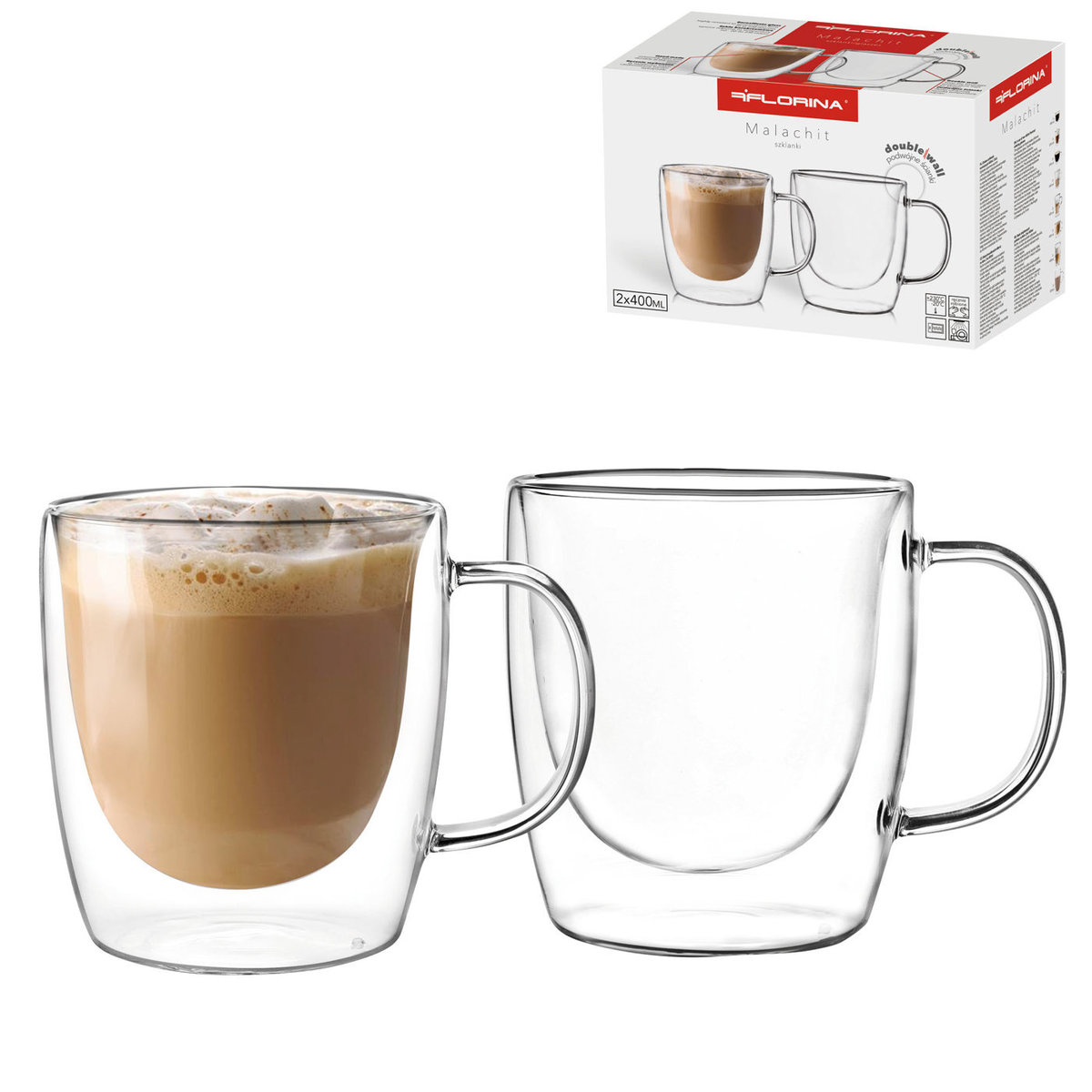 Szklanki termiczne z uchem Florina Malachit 2 szt 400 ml