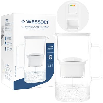 Szklany dzbanek filtrujący do wody Wessper FutureFlow Aquamax + 1x Filtr wody 3,3 L Biały - Inny producent