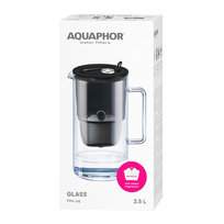 Szklany Dzbanek filtrujący Glass 2,5l z wkładem Maxfor+ Mg, czarny, Aquaphor