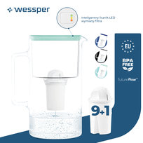 Szklany dzbanek filtrujący Wessper FutureFlow Aquaclassic + 10x Filtr Wkład