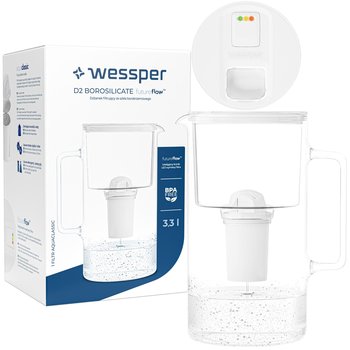 Szklany dzbanek filtrujący Wessper FutureFlow Aquaclassic + 1x Filtr wody 3,3 L Biały - Inny producent