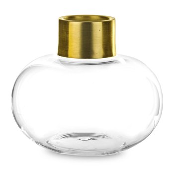 Szklany, mały wazon ze złotym zdobieniem Mona 12 cm - Duwen