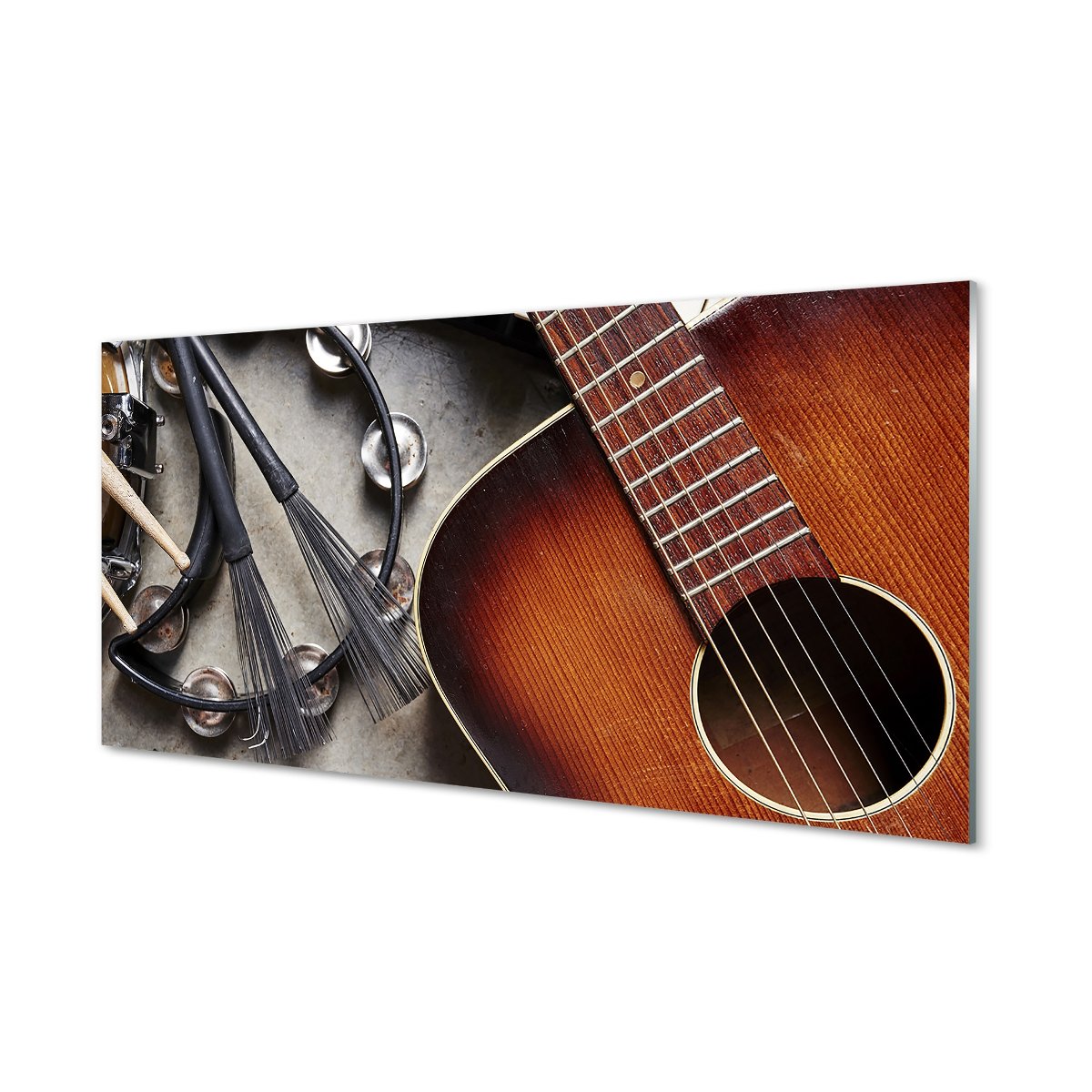 Szklany panel Gitara mikrofon pałeczki 120x60 cm
