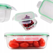 Szklany pojemnik z pokrywką LUNCHBOX ŻAROODPORNE DO LODÓWKI MIKROFALI 640ml