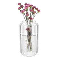 Szklany ryflowany wazon do kwiatów w prążki 20cm Selena