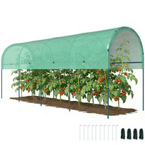 Szklarnia Outsunny, odporna na zimę, szklarnia foliowa z dachem łukowym, kotwy gruntowe, solidna rama stalowa, otwarta szklarnia modułowa, 400 x 120 x 170 cm, warzywa, rośliny, zieleń