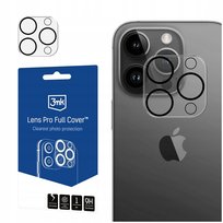 Szkło 9H na aparat do iPhone 15 Pro / 15 Pro Max - 3mk Lens Pro Full Cover 3MK