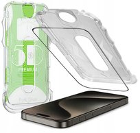 Szkło HARTOWANE 5D do iPhone 15 Pro EASY STICK EZ BOX PEŁNE ŁATWY MONTAŻ Krainagsm
