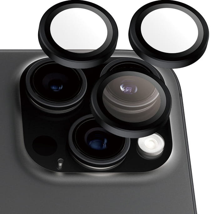 PANZERGLASS Szkło hartowane na aparat PanzerGlass Hoops Black Metal Edition do iPhone 16 Pro Max / 16 Pro