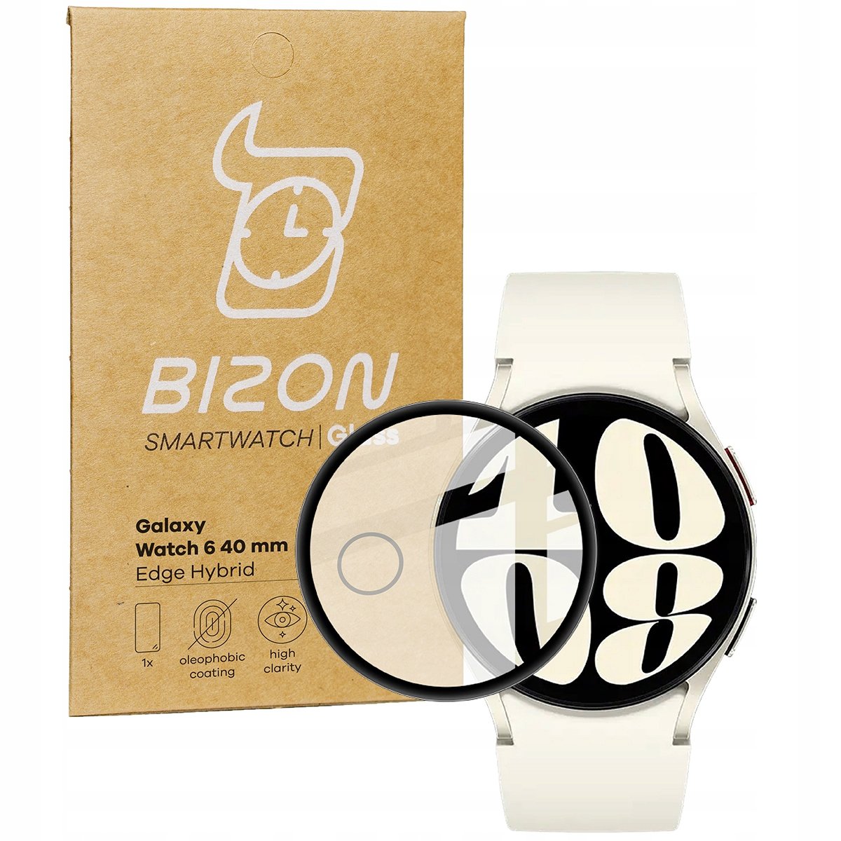 Фото - Чохол і плівка для смартгодинників Bizon Szkło Hybrydowe  Glass Watch Edge Hybrid Dla Galaxy Watch 6 40Mm, Cza 
