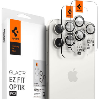 Szkło na aparat Spigen Glas.tR Ez Fit Optik Pro 2-Pack do iPhone 15 Pro / 15 Pro Max, białe - Spigen