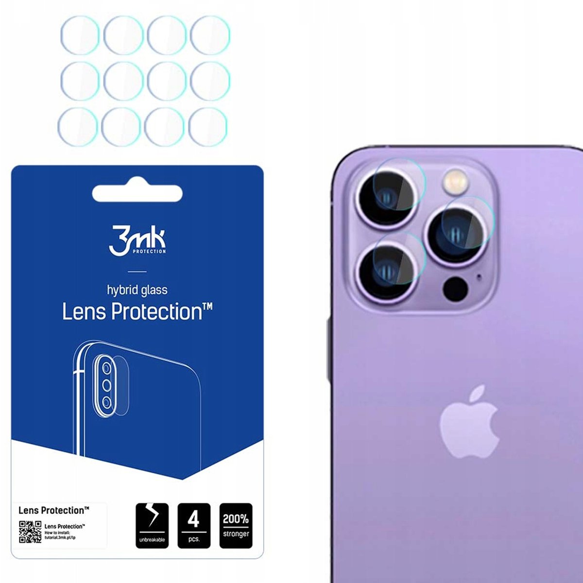 Szkło na obiektyw aparatu Apple iPhone 14 Pro / 14 Pro Max - 3mk Lens ...