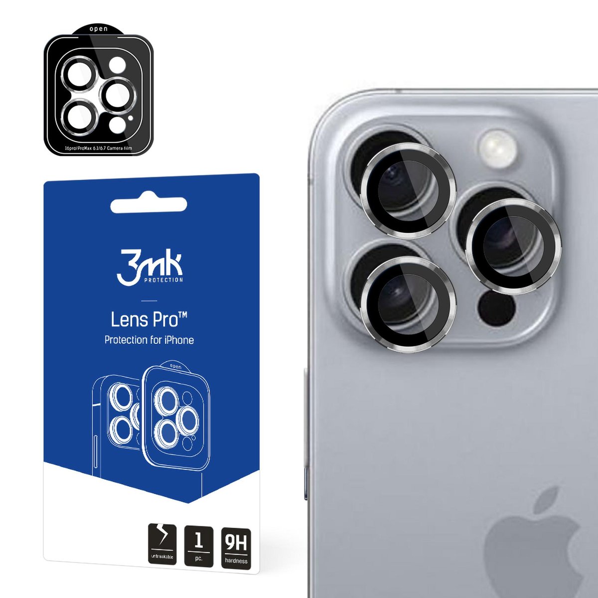 Szkło na obiektyw do iPhone 16 Pro / Pro Max 3mk Lens Protection Pro Silver
