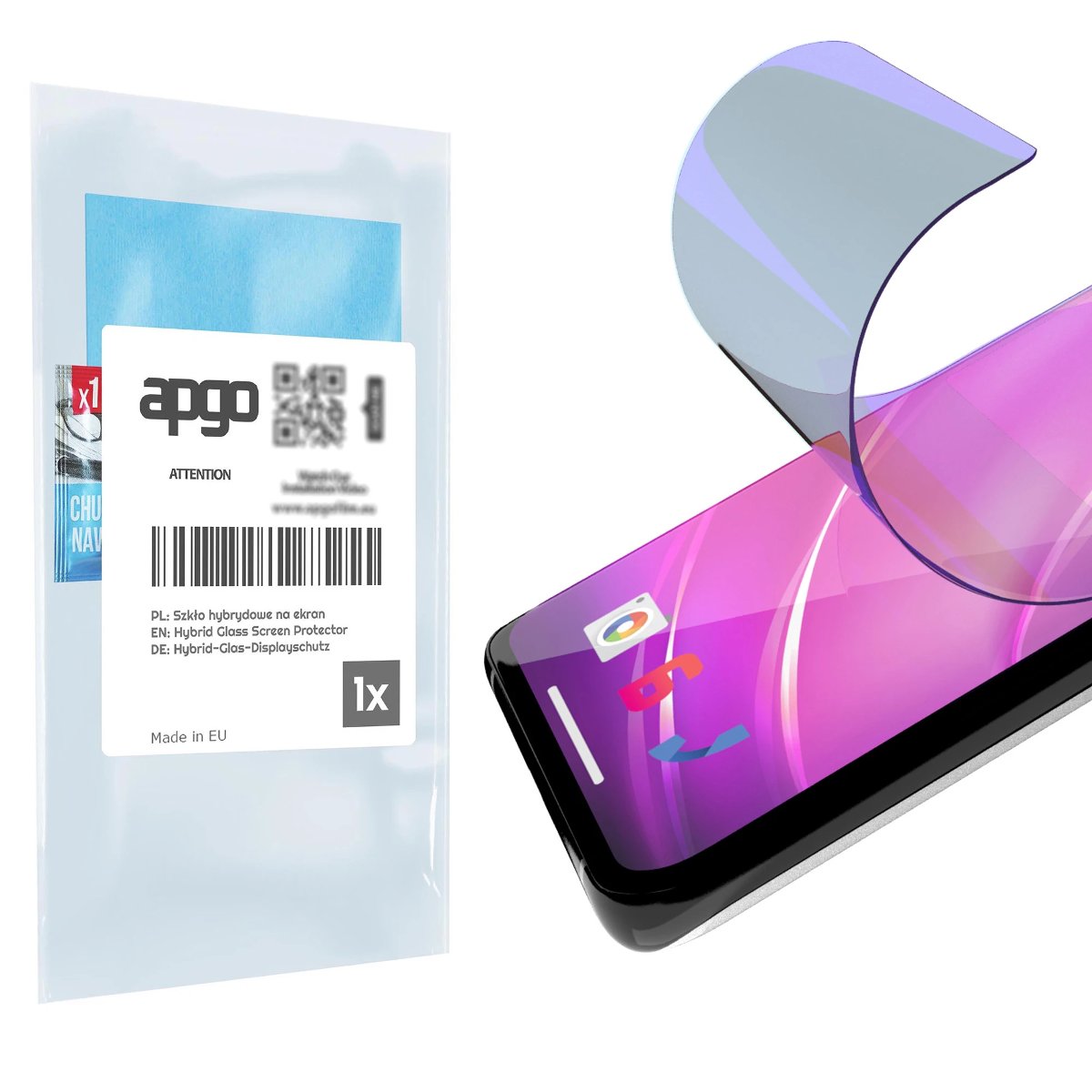 Szkło ochronne na ekran Hybrydowe 9H z filtrem ANTI-BLUE zamiennik hartowanego do Realme C3i - apgo hybrid ANTI-BLUE Flexible Hybrid Glass nie...