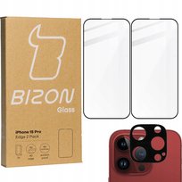 Szkło + szybka na aparat BIZON Edge 2 Pack do iPhone 15 Pro Bizon