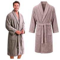 SZLAFROK MĘSKI FROTTE CIEPŁY BAWEŁNIANY ELEGANCKI WIĄZANY BEZ KAPTURA 3XL-4XL Morella