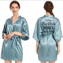 SZLAFROK SATYNA ZIELONY Prezent Na Urodziny PERFEKCYJNEJ PANI DOMU IMIĘ Wz